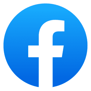 Blue square with a white lowercase letter "f" representing the Facebook logo.