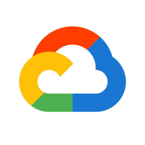 Google Cloud logo featuring a colorful cloud icon with blue, red, yellow, and green segments.