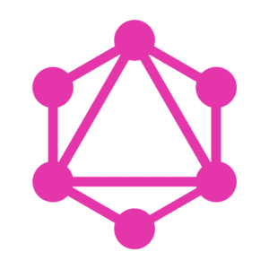 GraphQL logo featuring a pink geometric hexagon with interconnected nodes forming a stylized network.