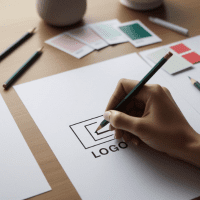 Abstract logo design featuring interlocking blue and green shapes forming a stylized letter 'A'.