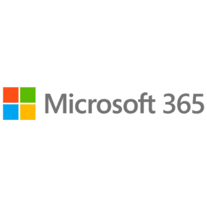 Microsoft 365 logo featuring an orange square with a white outline of a window and the text "Microsoft 365" beside it.