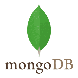 MongoDB logo featuring a stylized green leaf above the word "MongoDB" in modern black font.