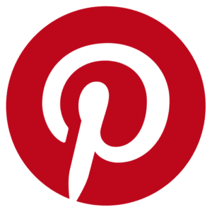 Red circular Pinterest logo with a white stylized letter "P" in the center.
