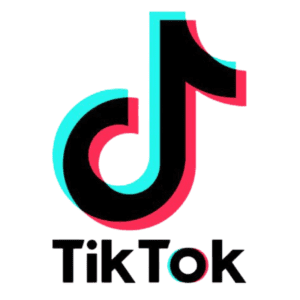 The TikTok logo featuring a stylized musical note in black, white, blue, and red colors.