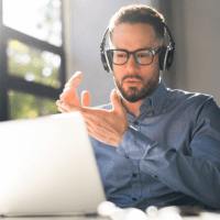 Illustration of a friendly virtual assistant on a smartphone screen, displaying chat bubbles and voice command icons.