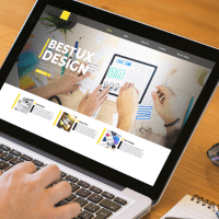 Screenshot displaying a collection of modern website design layouts with various color schemes and user interface elements.