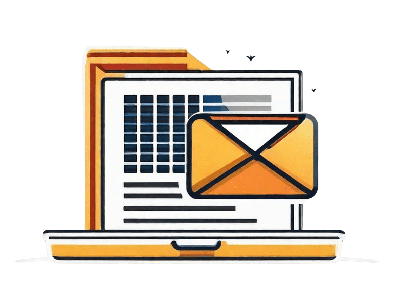 Diagram showing logos of various popular email platforms including Gmail, Outlook, Yahoo Mail, and Apple Mail arranged in a grid.
