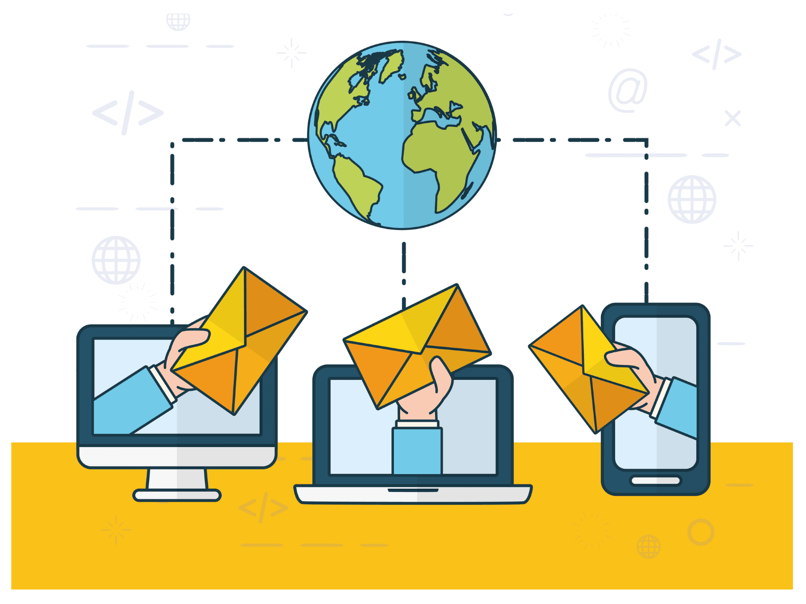 Illustration of an email inbox with a large envelope icon and a checklist, representing email marketing and opt-in subscription.