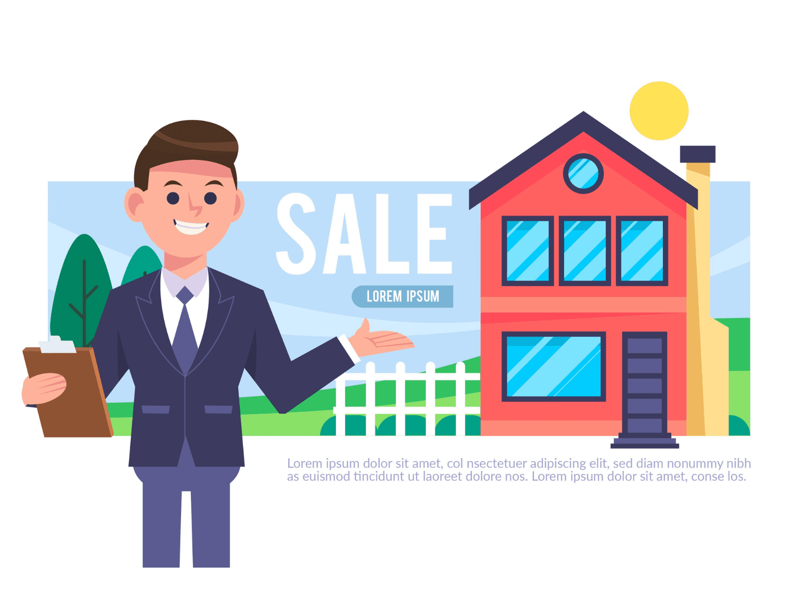 Illustration showing diverse individuals with real estate icons, representing target audiences for real estate marketing.