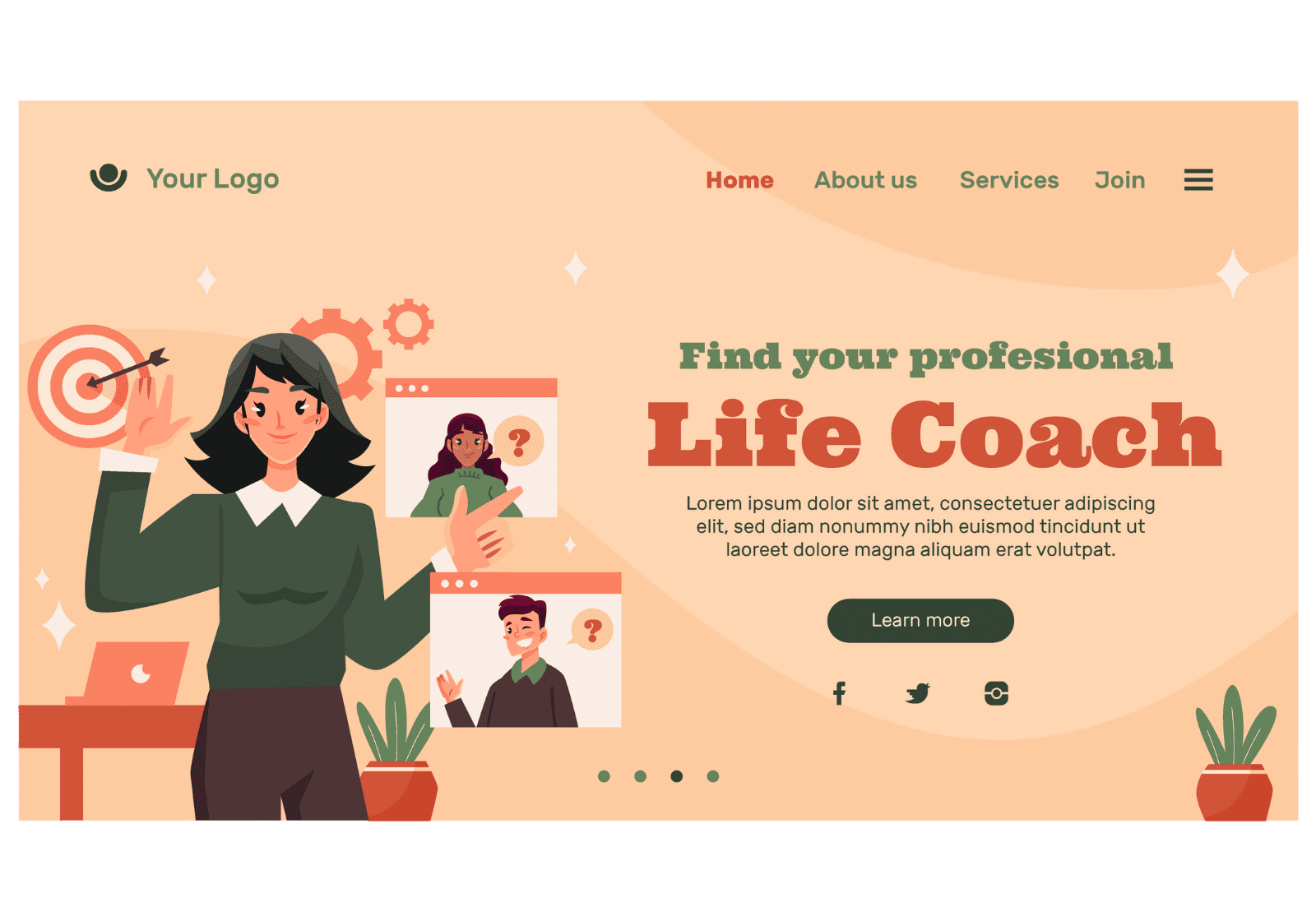 Illustration of a coach presenting marketing strategies on a whiteboard to a small group of trainees.