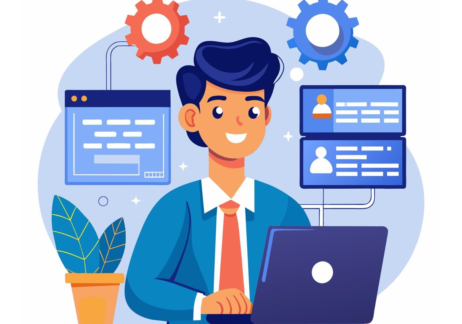 Smiling customer service representative wearing a headset, providing support.