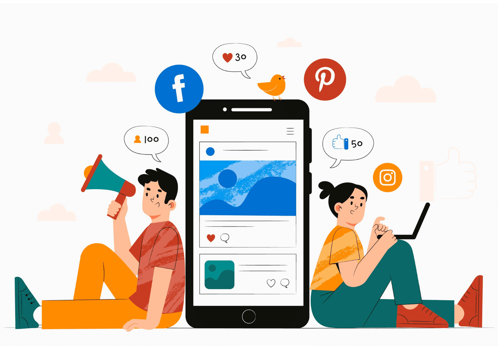 Graphic showing colorful icons of popular social media platforms arranged in a grid on a light background.