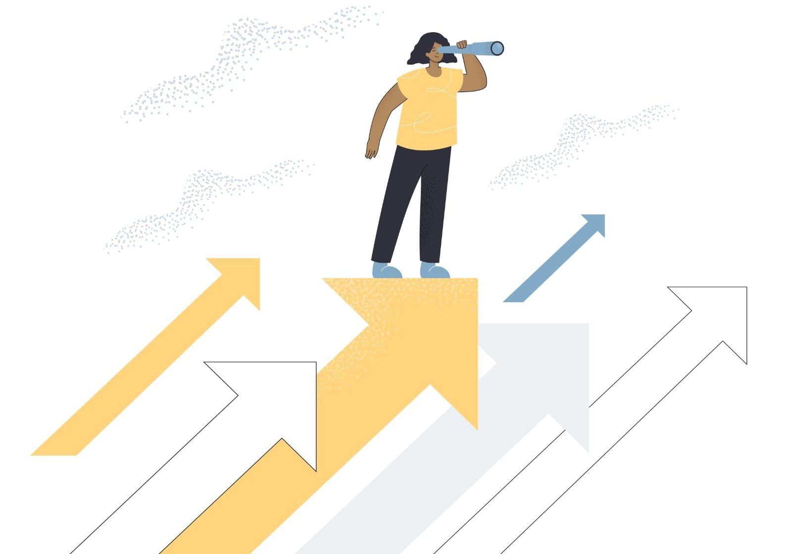 Illustration of a diverse group of people connected by glowing lines, symbolizing the widespread reach and influence of a shared vision.